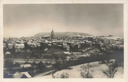 Stadtansicht Annaberg-Buchholz im Winter Erzgebirge Sachsen Postkarte AK