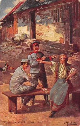 Frohe Stunden in ernster Zeit Patriotika Postkarte AK 1917