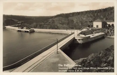Blick auf die Bleilochsperre in Thüringen Postkarte AK 1935