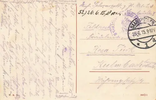 Blick auf Schlossplatz mit Denkmal Saarbrücken Saarland Postkarte AK 1915