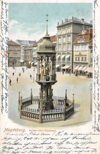 Magdeburg Kaiser Otto Denkmal Postkarte AK 1905