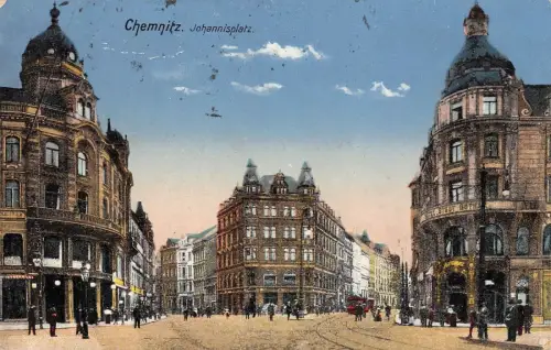 Johannisplatz Chemnitz Sachsen Postkarte AK 1915