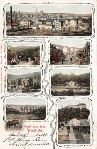 AK Plauen Greiz Elsterberg Gruß aus Vogtland Postkarte 1903