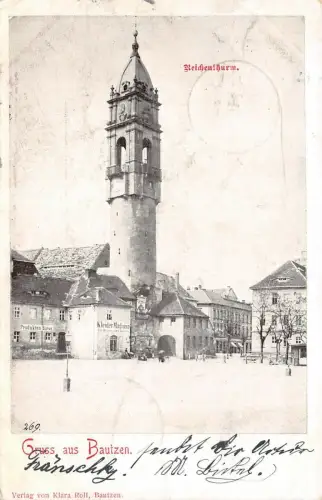 Gruss aus Bautzen mit Reichenturm Sachsen Postkarte AK 1903