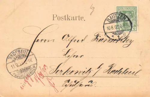 Gruss aus Bautzen mit Reichenturm Sachsen Postkarte AK 1903