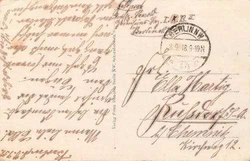 Berlin NW Garnisonlazarett i. d. Scharnhorststr. Feldpostkarte 1918