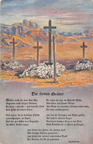 Kolonialkriegerdank deutsche Soldatengräber in Südafrika Patriotika Postkarte