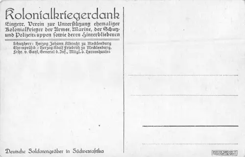 Kolonialkriegerdank deutsche Soldatengräber in Südafrika Patriotika Postkarte