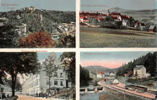 Warmbad und Floßplatz bei Wolkenstein Erzgebirge Sachsen Postkarte AK 1934