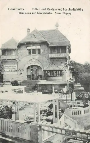 Hotel und Restaurant Loschwitzhöhe Loschwitz Dresden Sachsen Postkarte AK 1919
