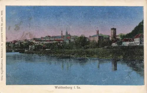 Partie an der Zwickauer Mulde in Waldenburg Sachsen Postkarte AK 1912