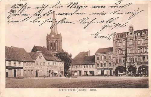 Senftenberg Lausitz Markt Auto Geschäfte Postkarte 1919