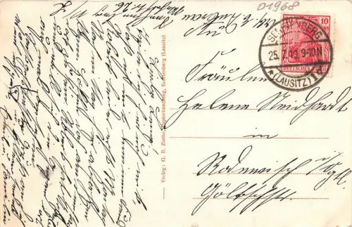 Senftenberg Lausitz Markt Auto Geschäfte Postkarte 1919