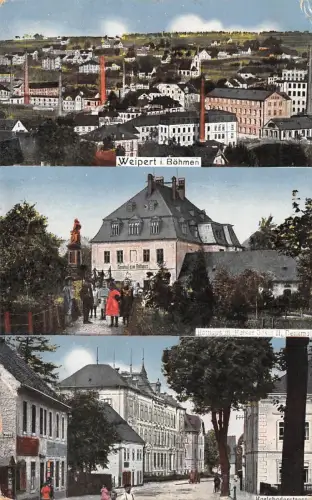 Weipert i. Böhmen (Vejprty) Rathaus Gasthof Denkmal Postkarte AK 1912