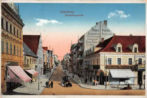 Insterburg Hindenburgstrasse PKW am Conrad Laden AK 1917