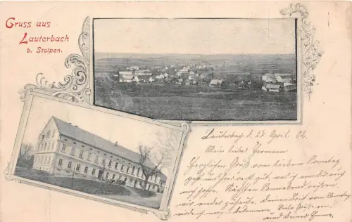 Lauterbach bei Stolpen Sachsen Gruss Postkarte gel. 1902