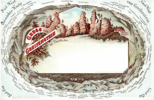 Gruß vom Greifenstein bei Thum Erzgebirge Sachsen Postkarte
