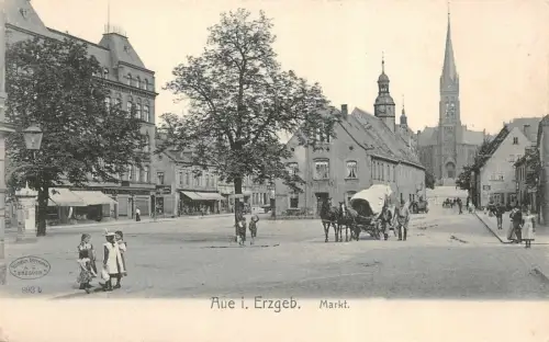 Markt in Aue im Erzgebirge Sachsen Postkarte