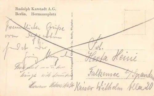 Rudolph Karstadt A.G. Hermannplatz in Berlin Postkarte AK