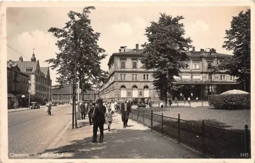 Chemnitz Sachsen Hauptbahnhof Strasse, Auto Postkarte 1942