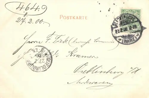Gruss aus Blankenburg Kaiserwarte Postkarte 1900