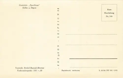 Gaststätte Sporthaus in Sellin Rügen Mecklenburg-Vorpommern Postkarte AK