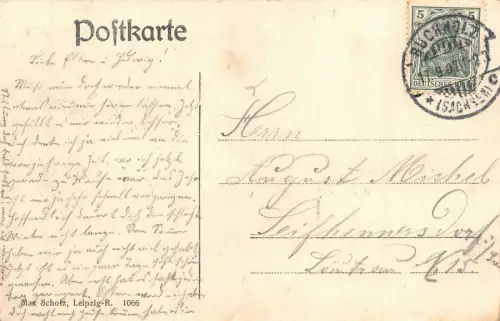 Annaberg i. Erzg. Marktplatz mit dem Barbara Uttmann-Denkmal Postkarte AK 1907