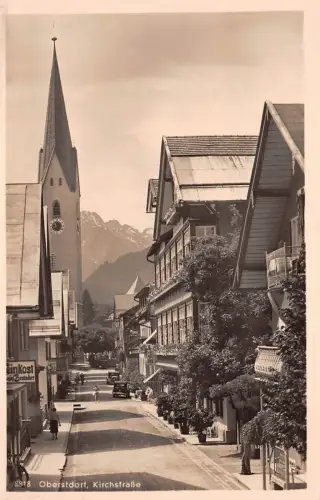 Oberstdorf Kirchstraße bayr. Allgäu Hotel Löwen Postkarte AK