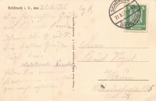 Kirchplatz und Kirche in Schöneck Vogtland Sachsen AK 1925