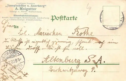 Josephshöhe b. Stolberg i. H. Postkarte AK 1900
