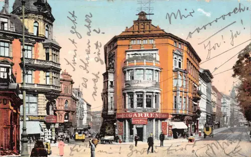 AK Halle a. S., Leipziger Straße u. Poststrasse, Straßenbahn 1910