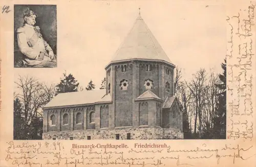 AK Bismarck -Gruftkapelle , Friedrichsruh Postakarte gel. 1899