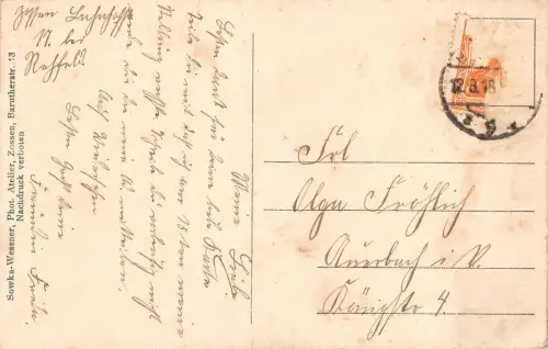 Zossen Garnison Verwaltung, Postamt im Lager Postkarte 1918