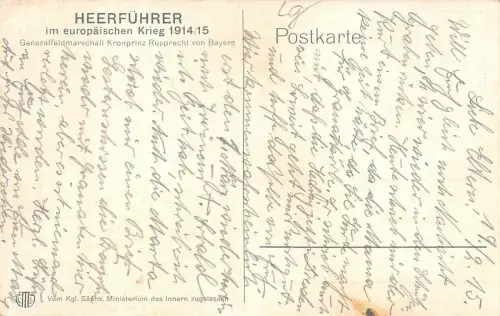 Kronprinz Rupprecht v. Bayern Postkarte AK 1915