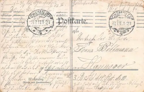 AK Chemnitz Nikolaibrücke Strassenbahn Postkarte 1911