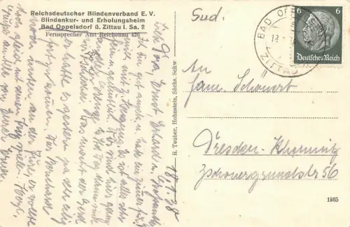 Reichsdeutscher Blindenverband E. V. Blindenkur- und Erholungsheim AK 1938