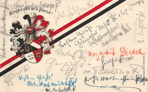 Plauen Vogtland Wappen Singkranz seis Panier Studentika Postkarte 1923