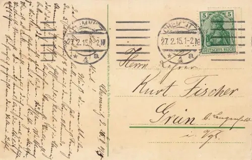 Gruss aus Gasthaus Grüner Hof Borna bei Chemnitz Sachsen Postkarte AK 1915