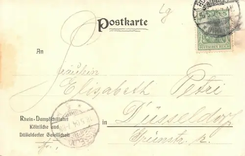 An Bord des Rheindampfers Postkarte 1904