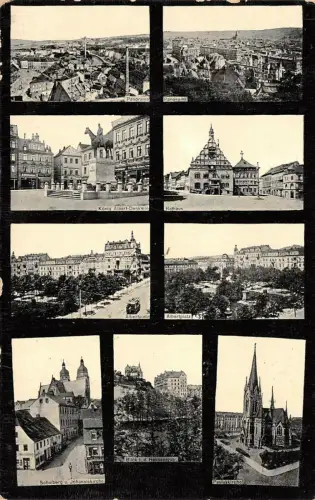 Plauen i. Vogtl. Panorama Rathaus Albertplatz Pauluskirche Postkarte AK 1909