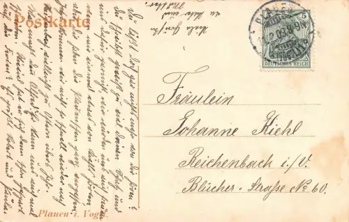 Plauen i. Vogtl. Panorama Rathaus Albertplatz Pauluskirche Postkarte AK 1909