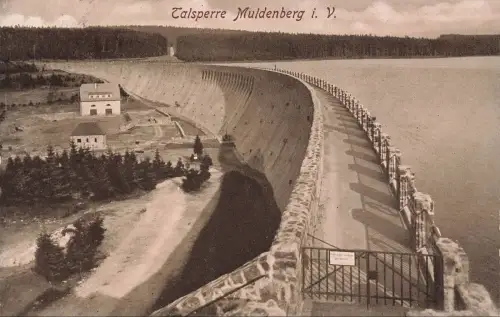 Blick auf Talsperre Muldenberg im Vogtland Sachsen Postkarte AK 1926