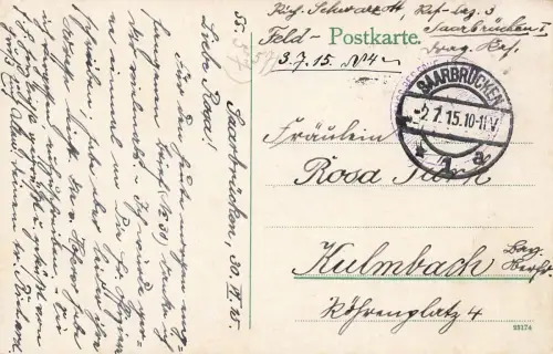 Blick auf Denkmal im Ehrental Saarbrücken Saarland Postkarte AK 1915