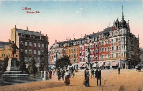 Löbau Königs-Platz Postkarte