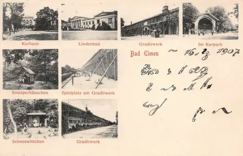 Bad Elmen Kurhaus Lindenbad Gradirwerk Kurpark AK 1907