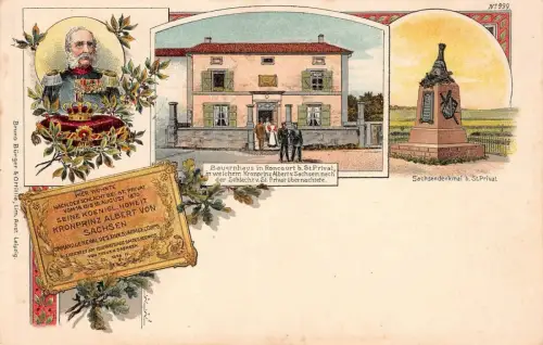 Schlacht St. Privat Kronprinz Albert von Sachsen Bauernhaus Sachsendenkmal AK