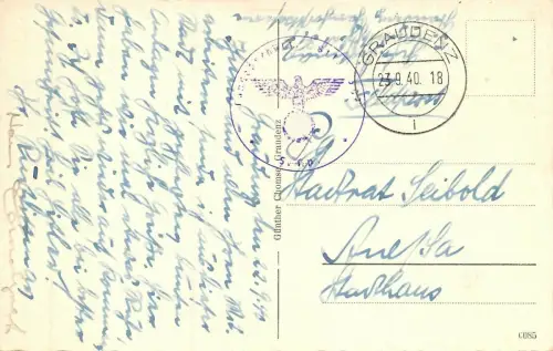 Graudenz Blick auf die Weichsel Feldpostkarte AK 1940