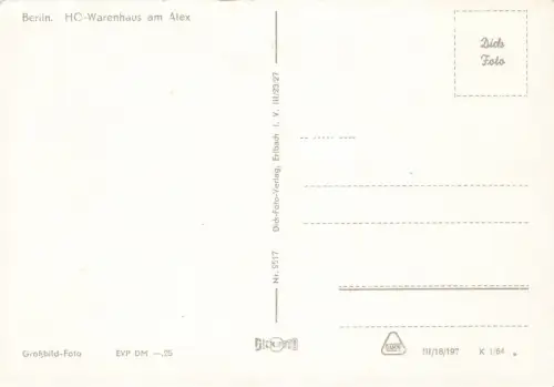 Straßenansicht mit Pkws HO-Warenhaus am Alex Berlin Postkarte AK