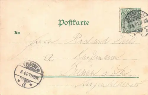 Stadtpark, Steinwarte u Jesuitenkirche Mannheim Baden-Württemberg Postkarte 1901