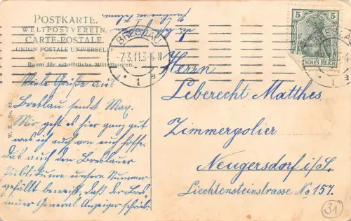 Breslau Kaiser-Wilhelm Denkmal Postkarte 1911